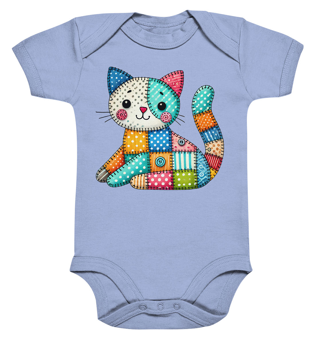 Patchwork Kitten – Verspieltes Stoffkatzen-Design für Kinder - Organic Baby Bodysuit