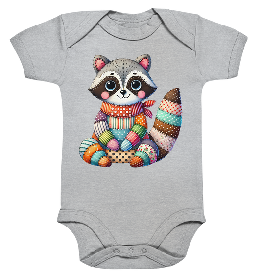 Patchwork Waschbär – Fröhlicher Freund - Organic Baby Bodysuit