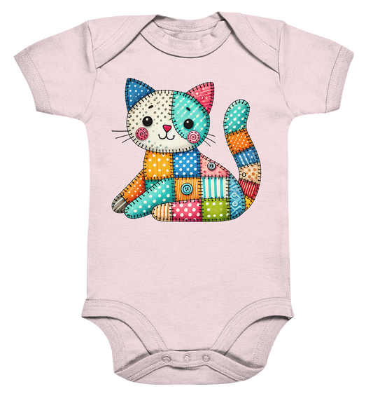 Patchwork Kitten – Verspieltes Stoffkatzen-Design für Kinder - Organic Baby Bodysuit