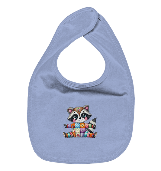 Fröhlicher Patchwork-Waschbär - Organic Baby-Lätzchen