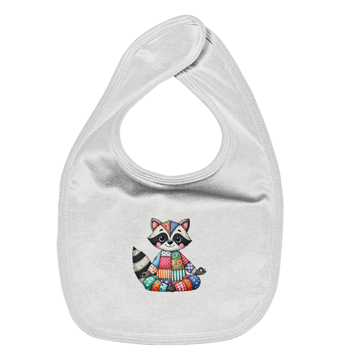 Patchwork Meditation Raccoon - Organic Baby-Lätzchen